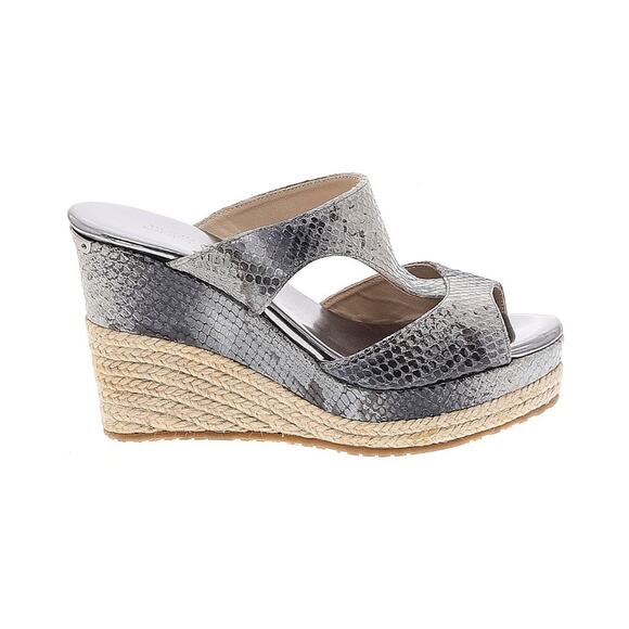 Jimmy Choo Shoes - NEW Jimmy Choo Pecane Gray Silver Snake Print Wedge EU 37.5